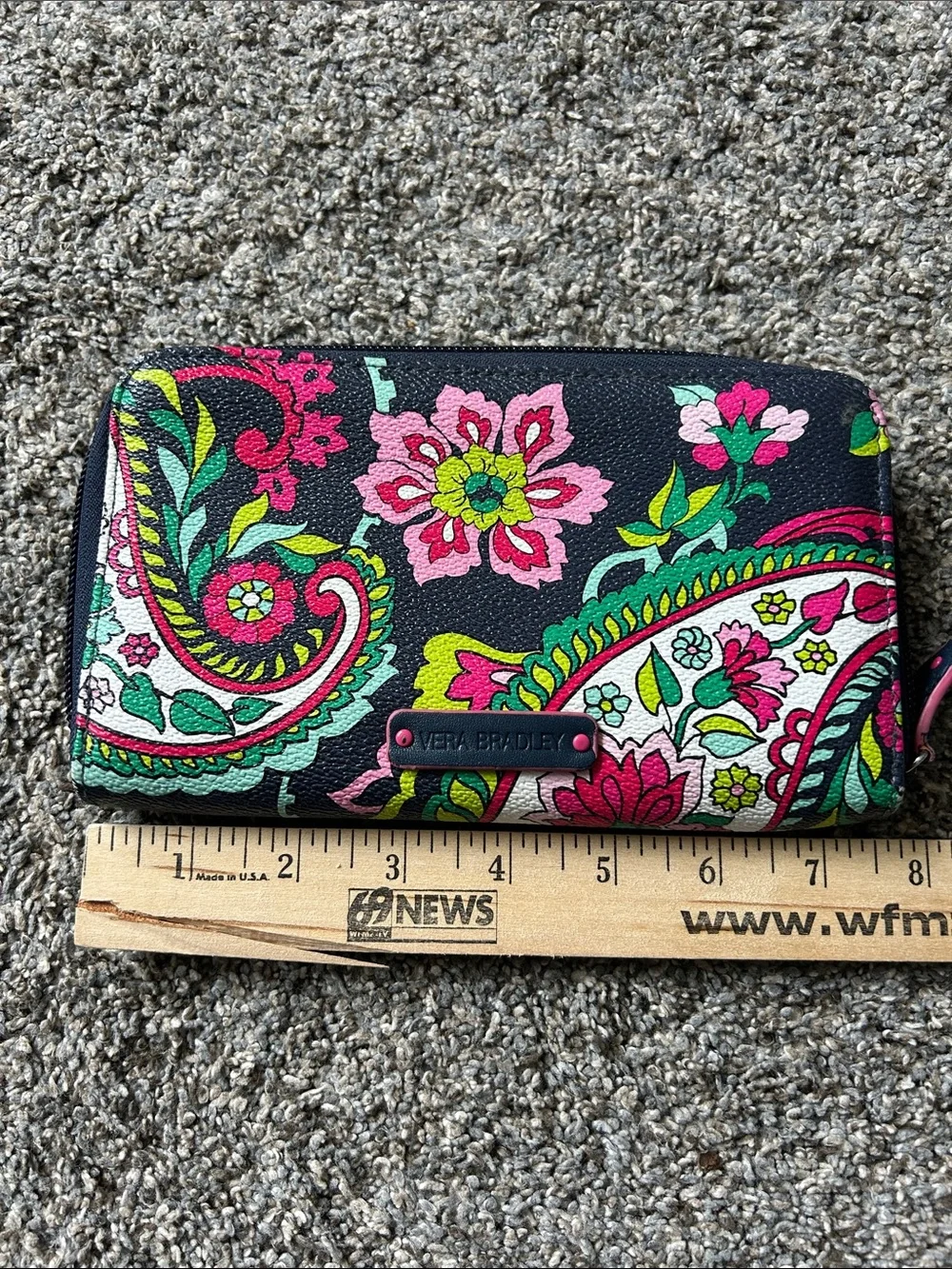 Vera Bradley Navy Floral Paisley Zip Wallet